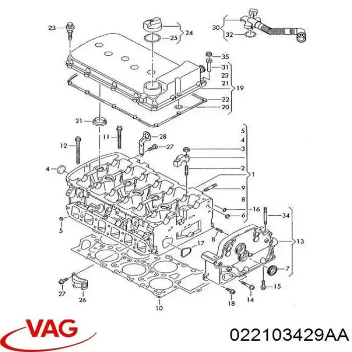 022103429AA VAG tapa de culata