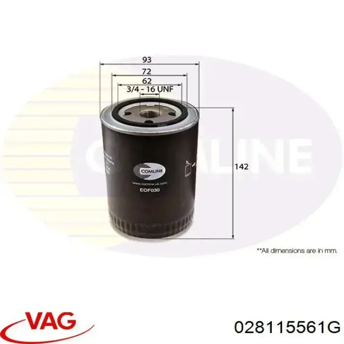 028115561G VAG filtro de aceite