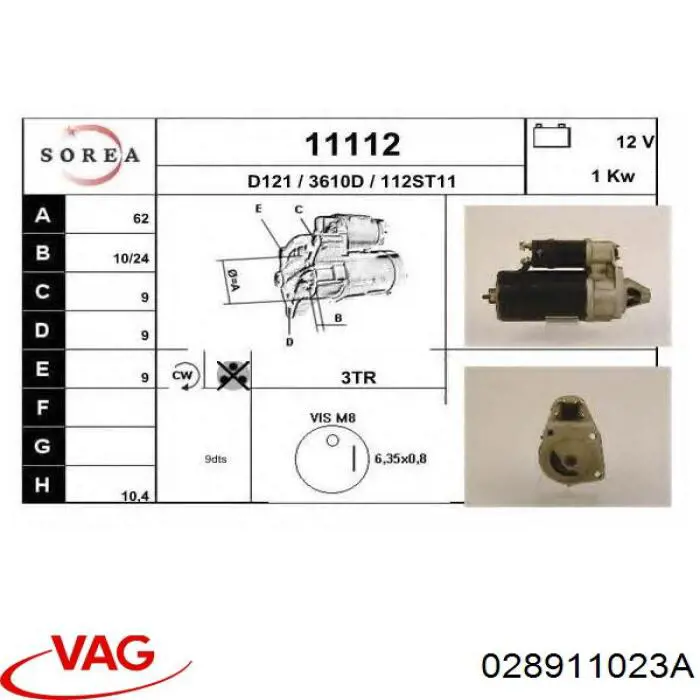 028911023A VAG motor de arranque