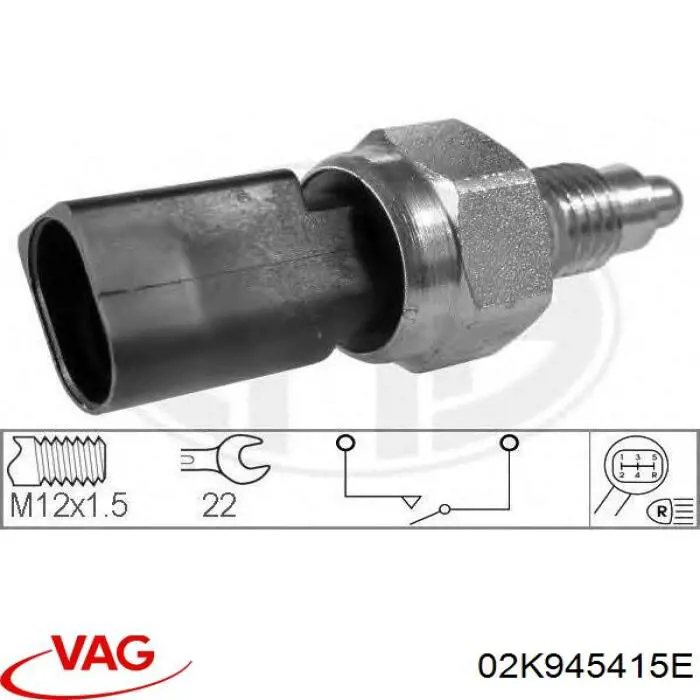 02K945415E VAG interruptor, piloto de marcha atrás