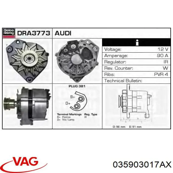 068903017PV VAG alternador