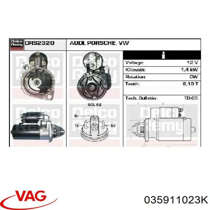 035911023K VAG motor de arranque