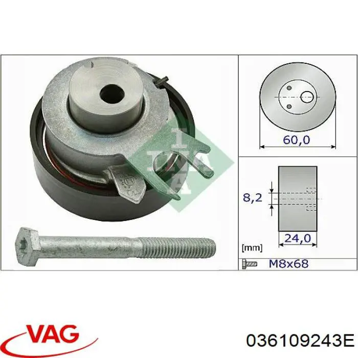 036109243E VAG rodillo, cadena de distribución