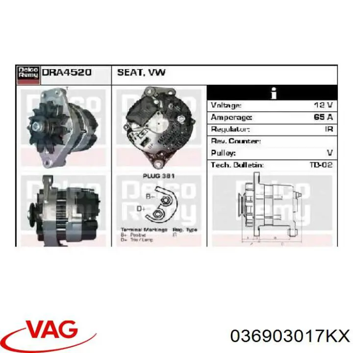 036903017KX VAG alternador