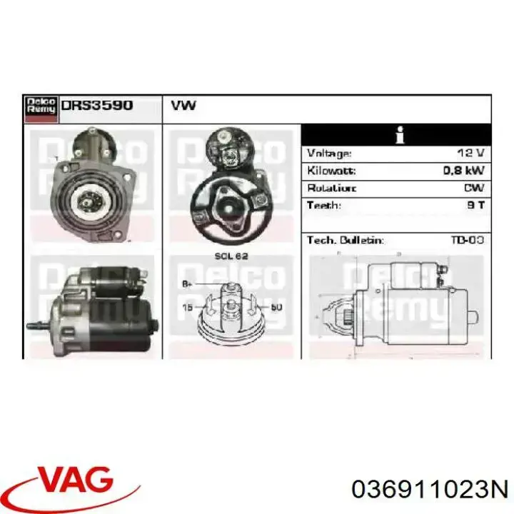 036911023N VAG motor de arranque