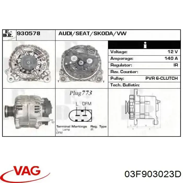 03F903023DV VAG alternador