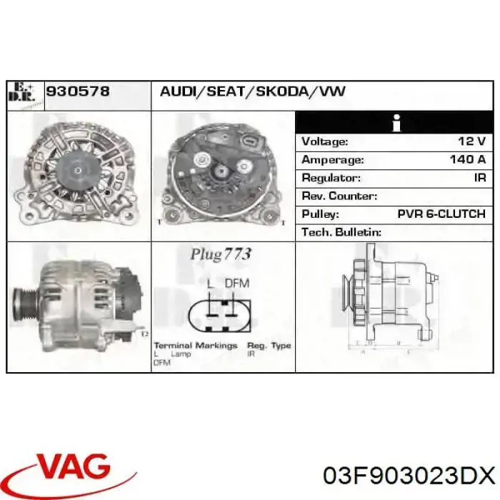 03F903023DX VAG alternador