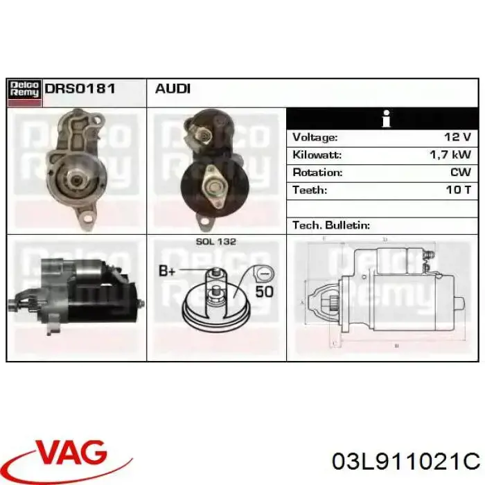 03L911021C VAG motor de arranque