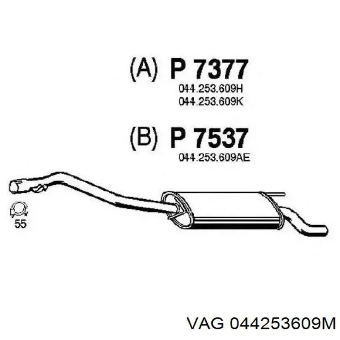 044253609M VAG silenciador posterior