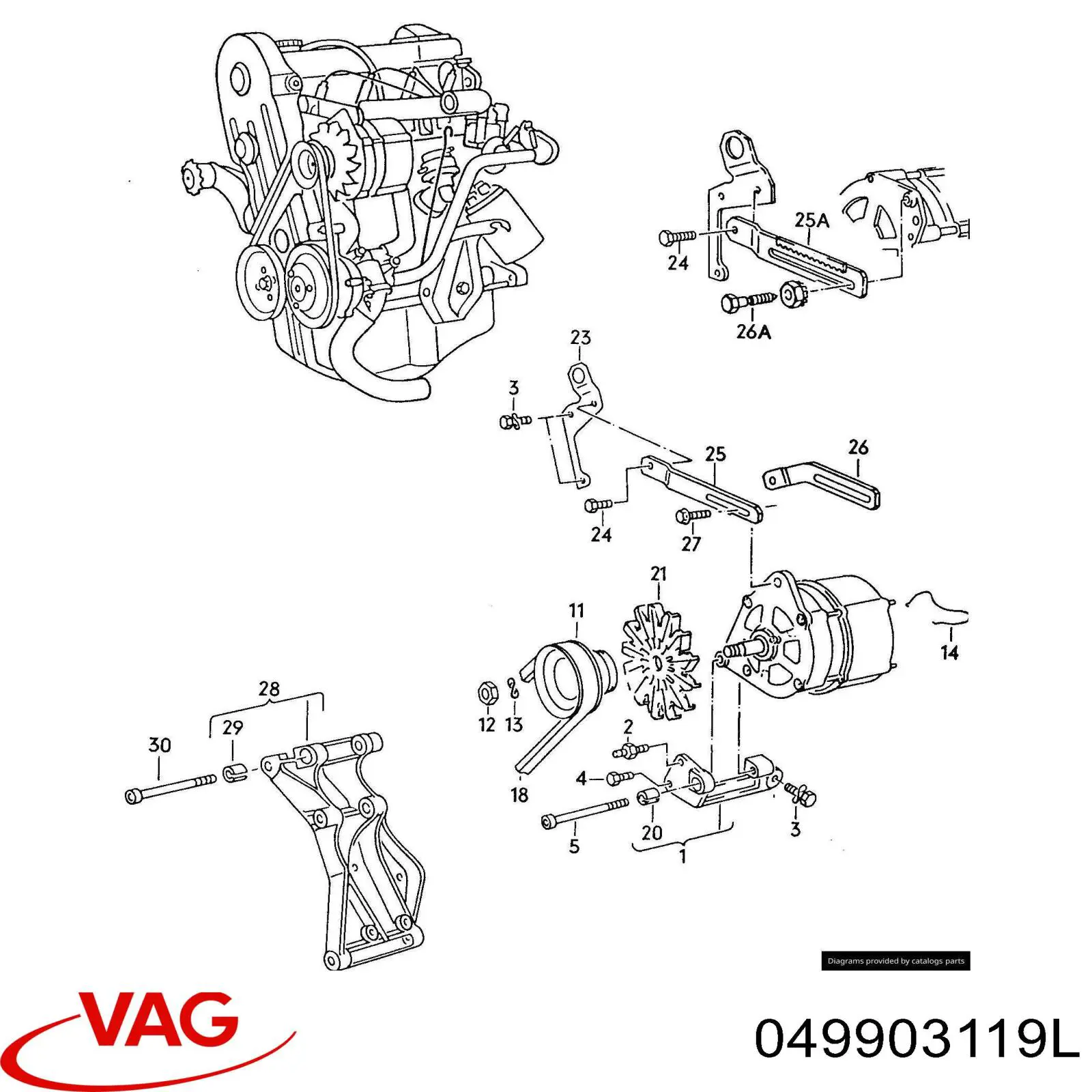 049903119L VAG poleas juego de piezas