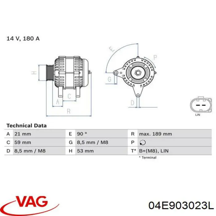 04E903023L VAG alternador