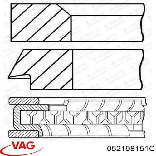 052198151C VAG juego de aros de pistón para 1 cilindro, std