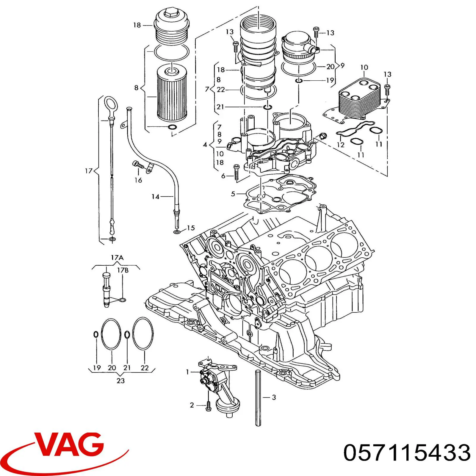 57115433 VAG tapa de filtro de aceite