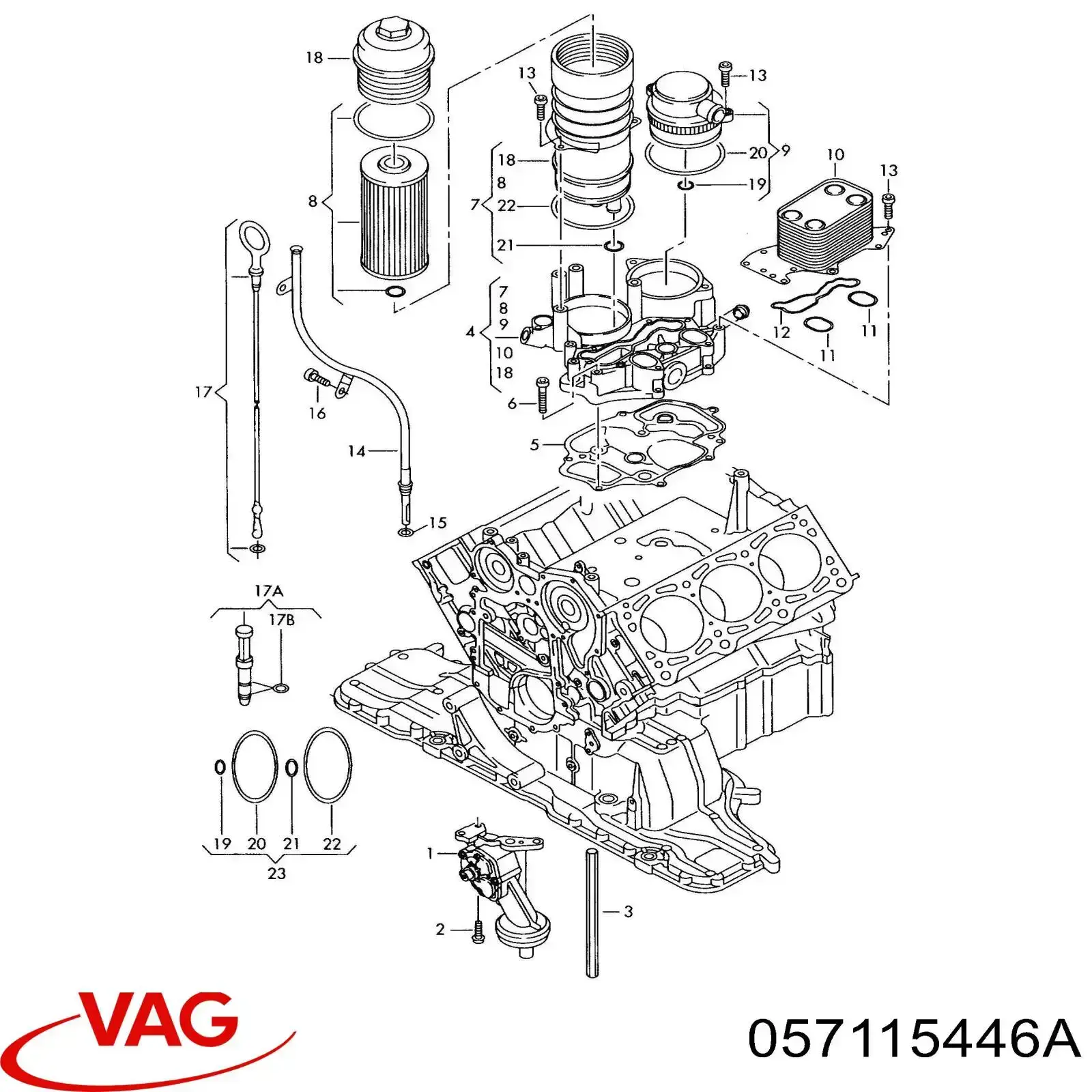 057115446A VAG junta de radiador de aceite