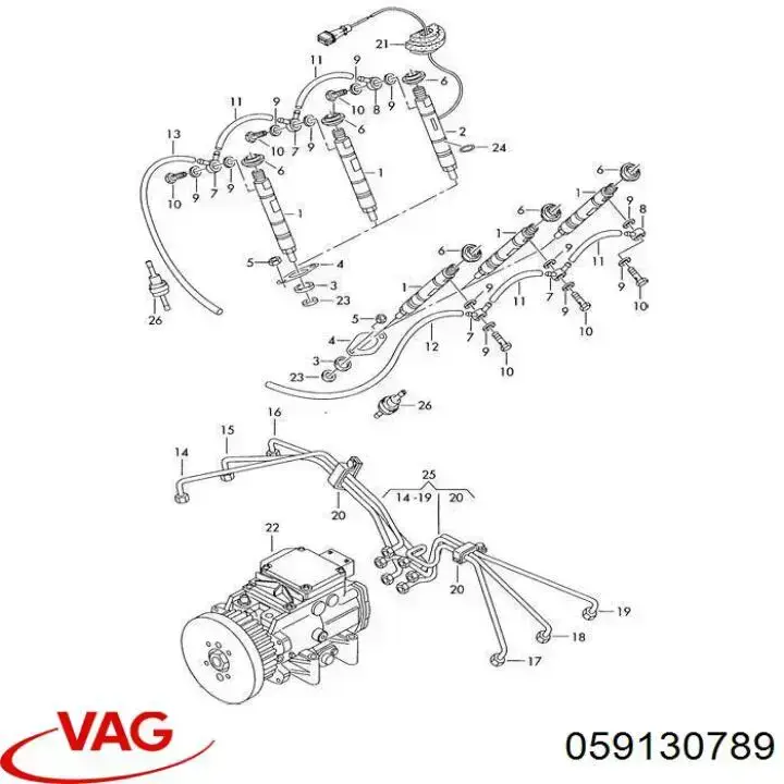 059130789 VAG regulador de presión de combustible, rampa de inyectores