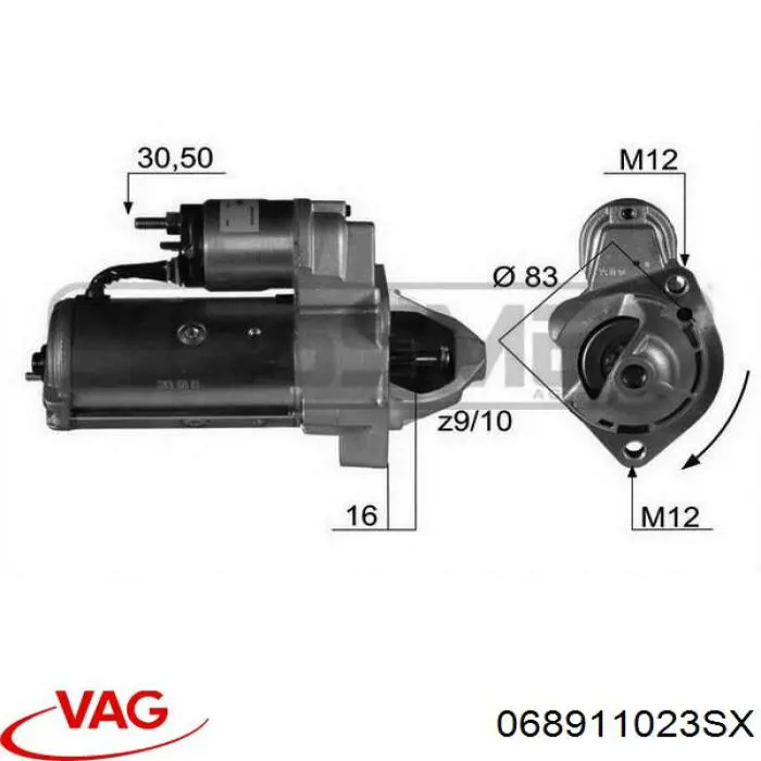 068911023SX VAG motor de arranque