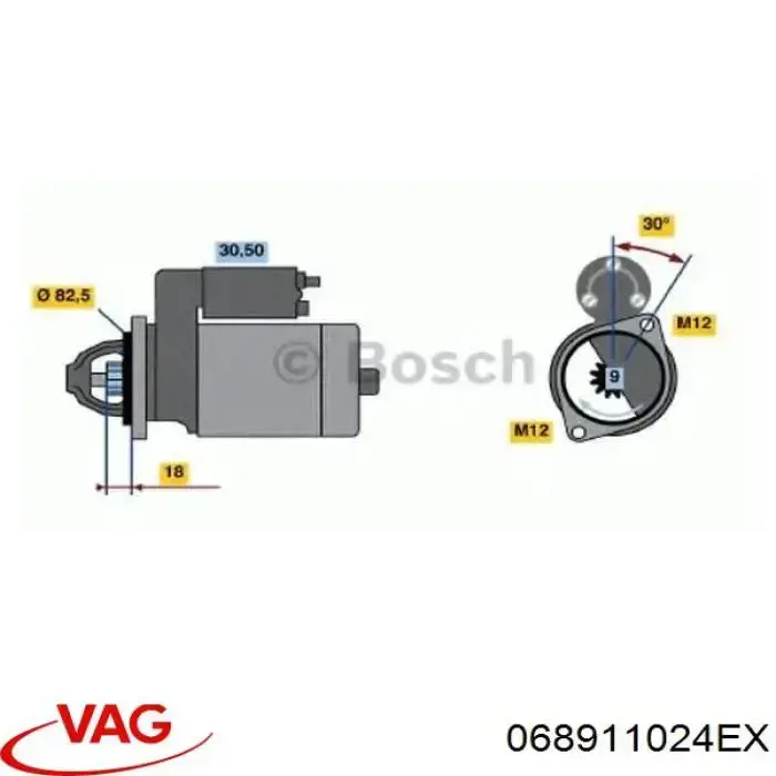 068911024EX VAG motor de arranque