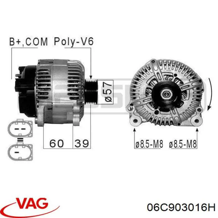 06C903016H VAG alternador