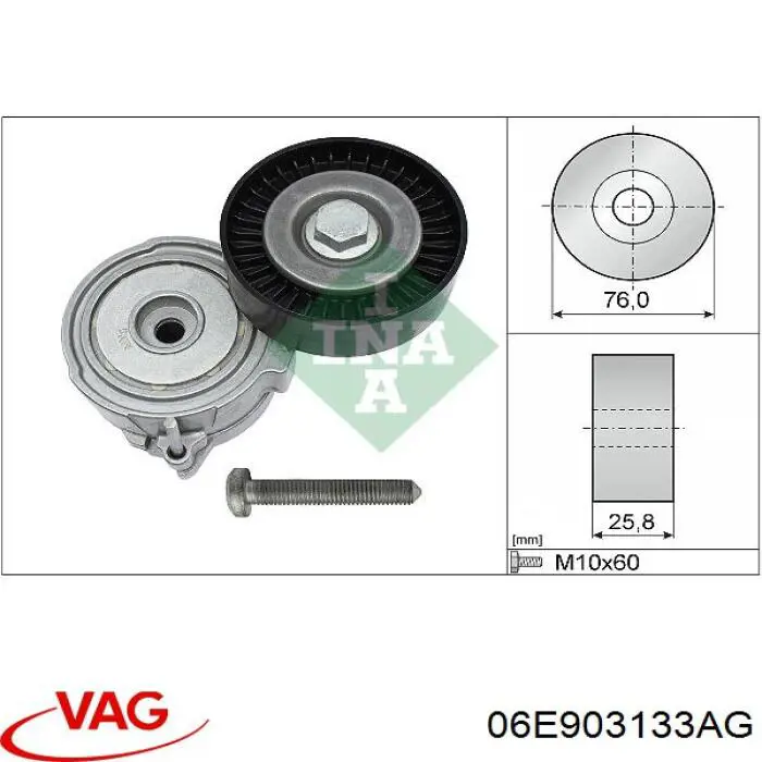 06E903133AG VAG tensor de correa, correa poli v