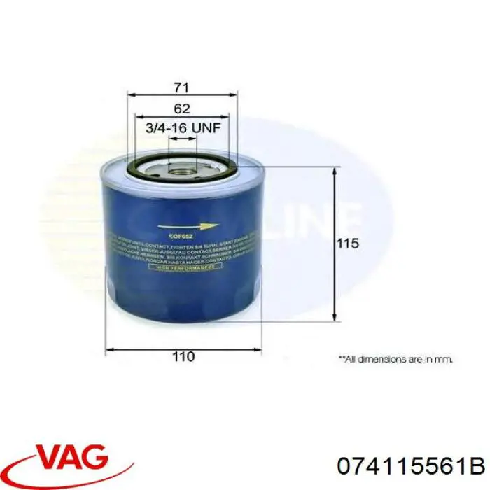 074115561B VAG filtro de aceite