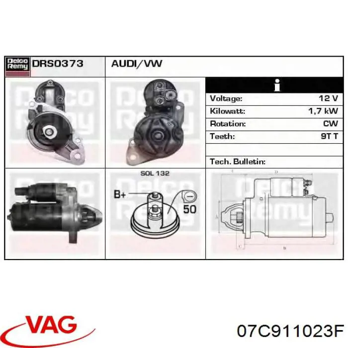 07C911023F VAG motor de arranque