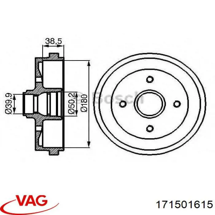 171501615 VAG freno de tambor trasero