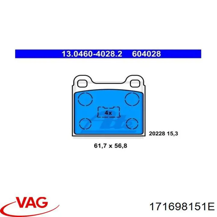 171698151E VAG pastillas de freno delanteras