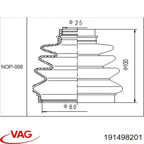 191498201 VAG fuelle, árbol de transmisión delantero interior