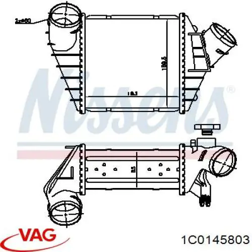 1C0145803 VAG radiador de aire de admisión