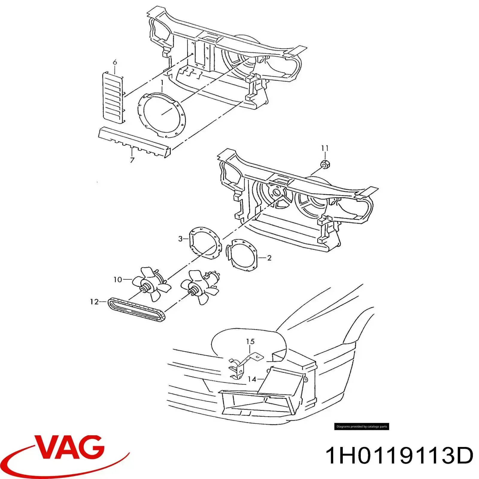 1H0119113D VAG rodete ventilador, refrigeración de motor