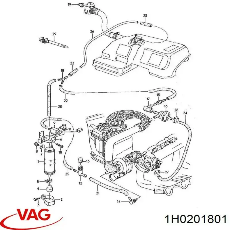  Adsorbente De Vapor De Combustible para Seat Ibiza 2 