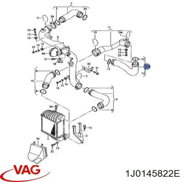 1J0145822E VAG tubo flexible de aire de sobrealimentación