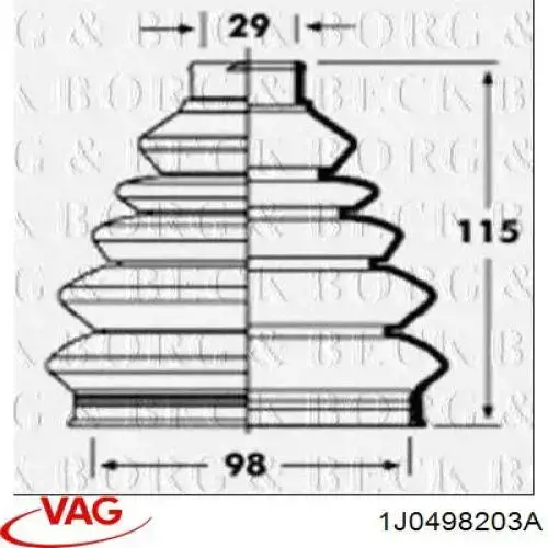 1J0498203A VAG fuelle, árbol de transmisión delantero exterior