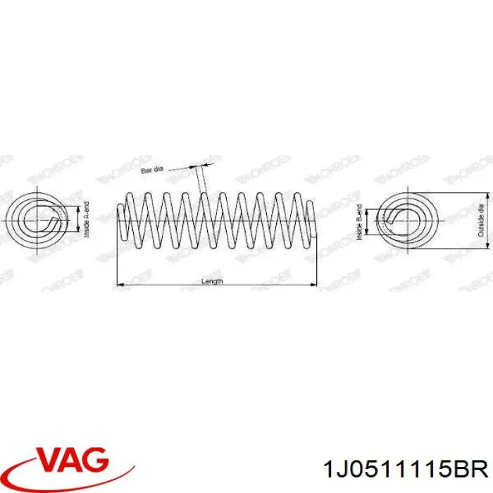 1J0511115BR VAG muelle de suspensión eje trasero