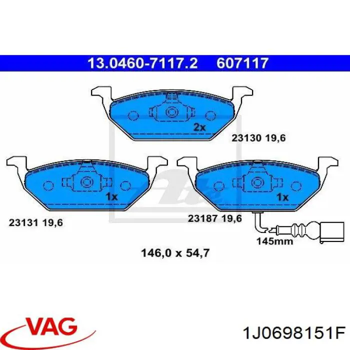 1J0698151F VAG pastillas de freno delanteras