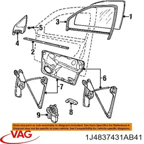  Guía de vidrio para el marco de la puerta delantera izquierda para Volkswagen Golf 4 