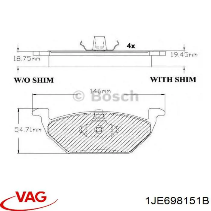 1JE698151B VAG pastillas de freno delanteras