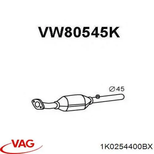 1K0254400TX VAG catalizador