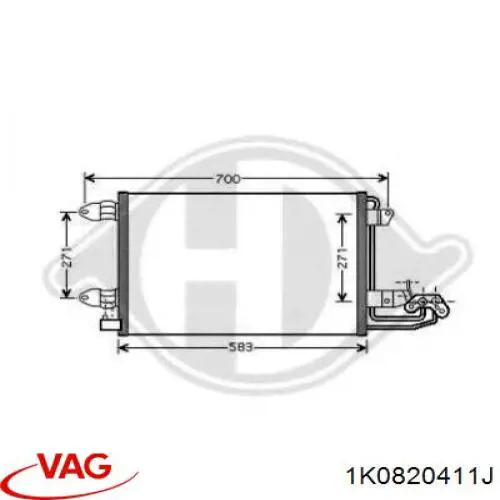 1K0820411J VAG condensador aire acondicionado