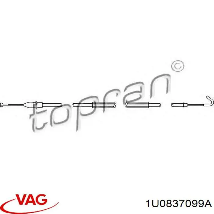 1U0837099A VAG cable de accionamiento, desbloqueo de puerta delantera