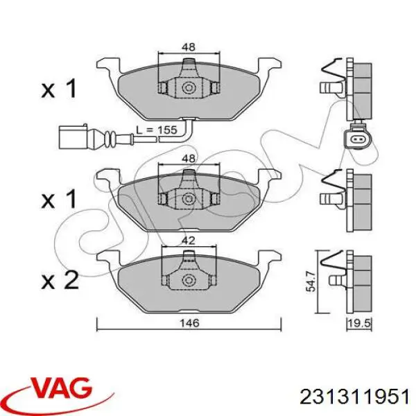 231311951 VAG pastillas de freno delanteras