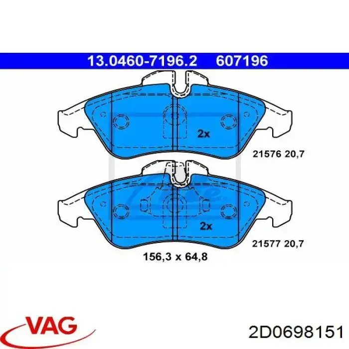 2D0698151 VAG pastillas de freno delanteras