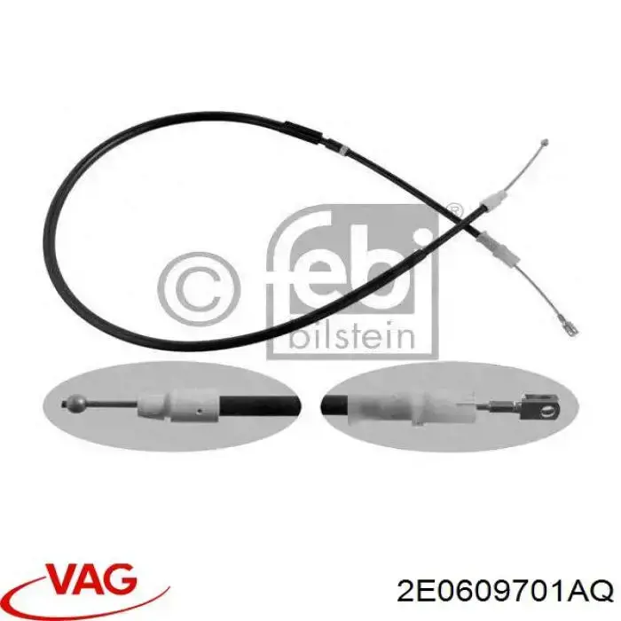 2E0609701AQ VAG cable de freno de mano trasero derecho/izquierdo