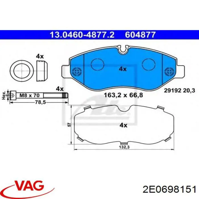 2E0698151 VAG pastillas de freno delanteras