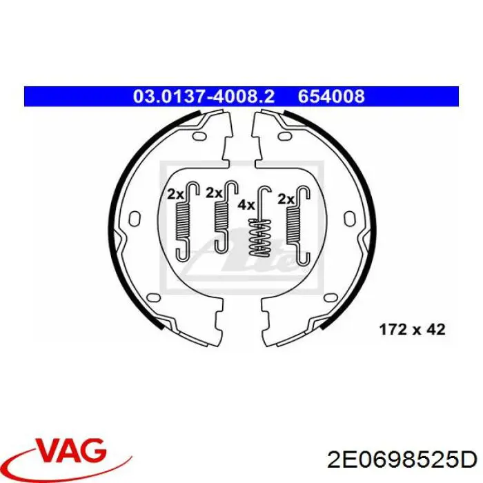 2E0698525D VAG juego de zapatas de frenos, freno de estacionamiento