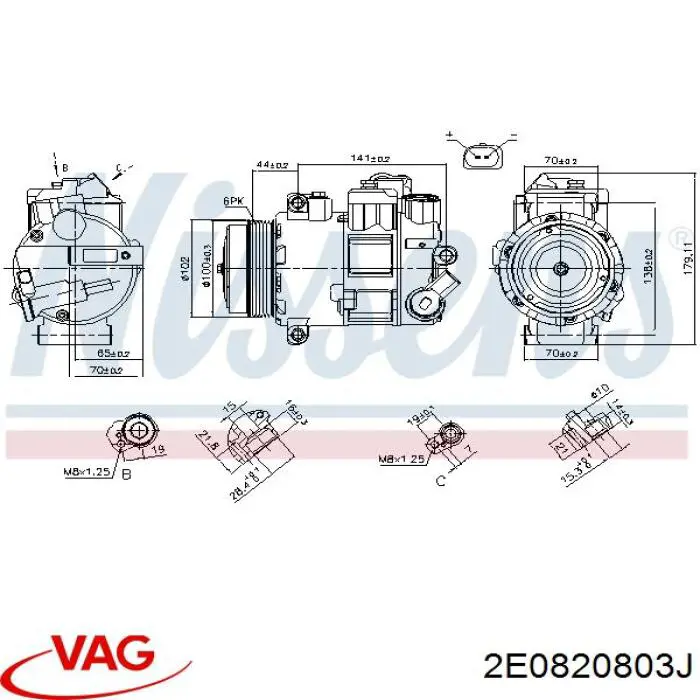 2E0820803J VAG compresor de aire acondicionado