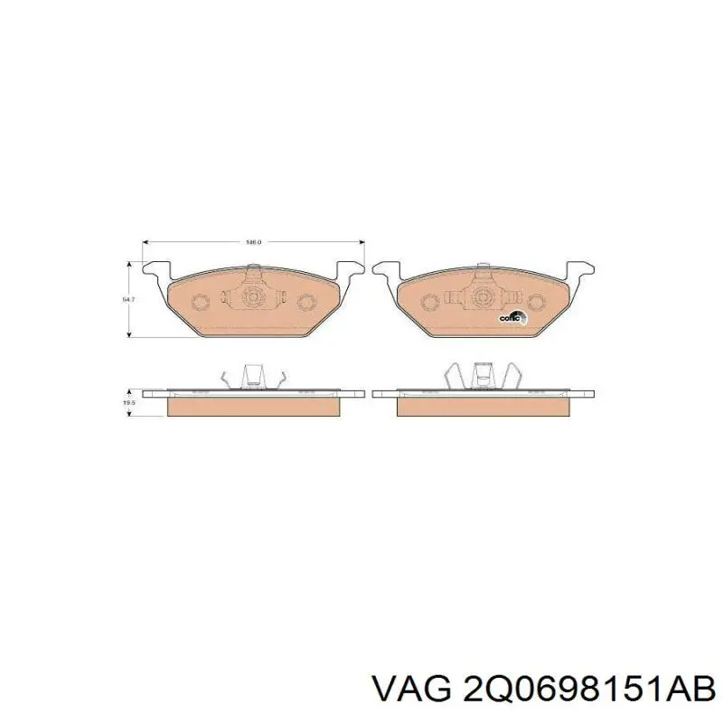 2Q0698151AB VAG pastillas de freno delanteras