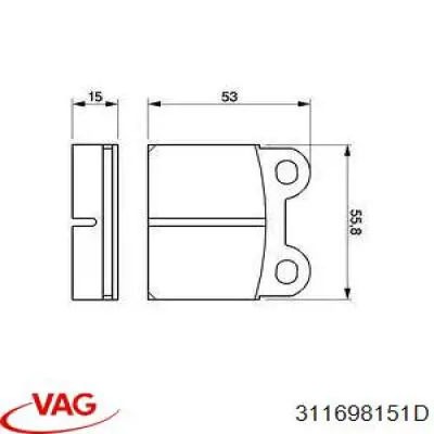 311698151D VAG pastillas de freno traseras