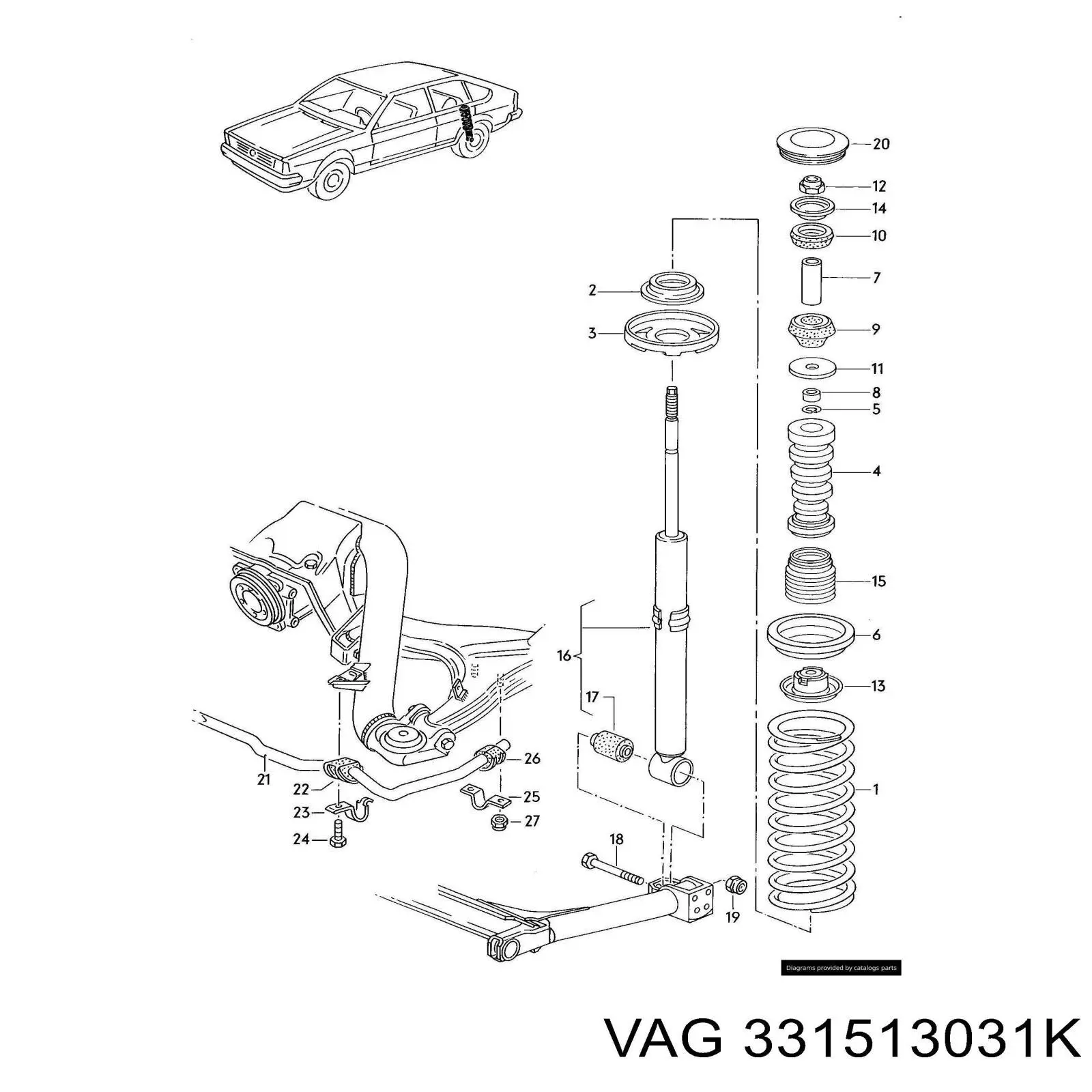 331513031K VAG amortiguador trasero