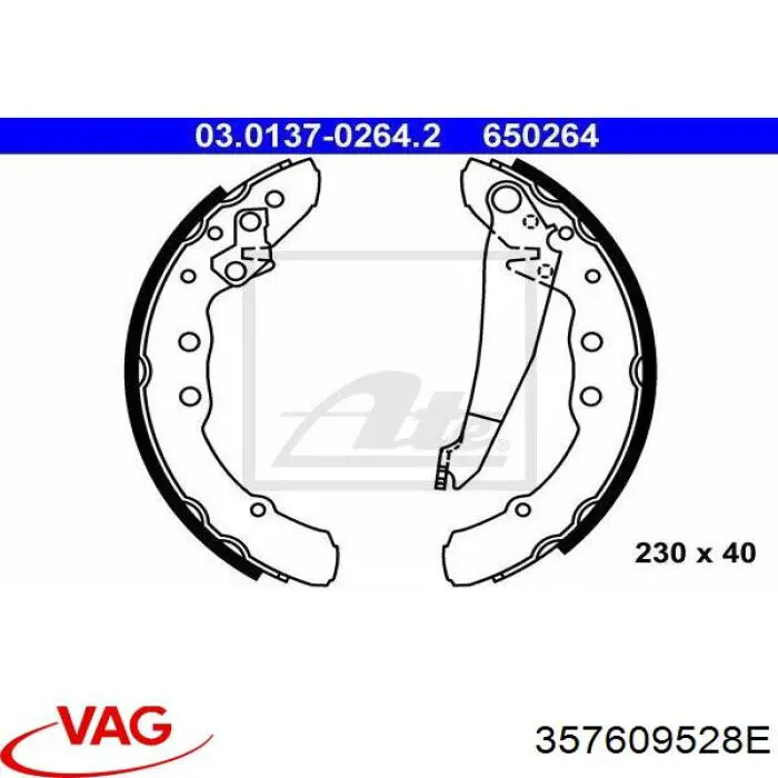 357609528E VAG zapatas de frenos de tambor traseras